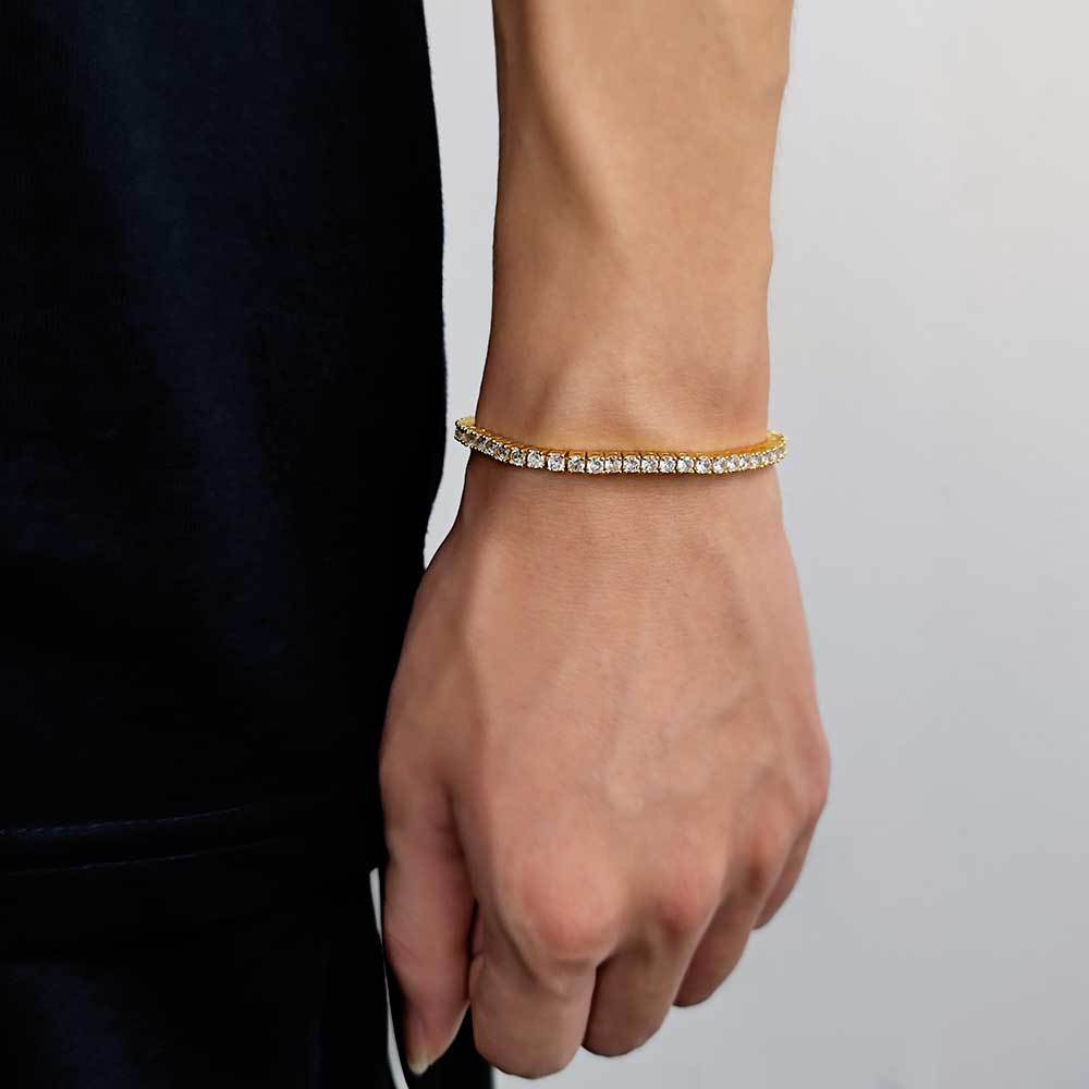 Wholesale Trendy Tennis Chain Zirconia Bracelet Hip Hop Copper Plated Men's Bracelet Jewelry Fashion Accessories